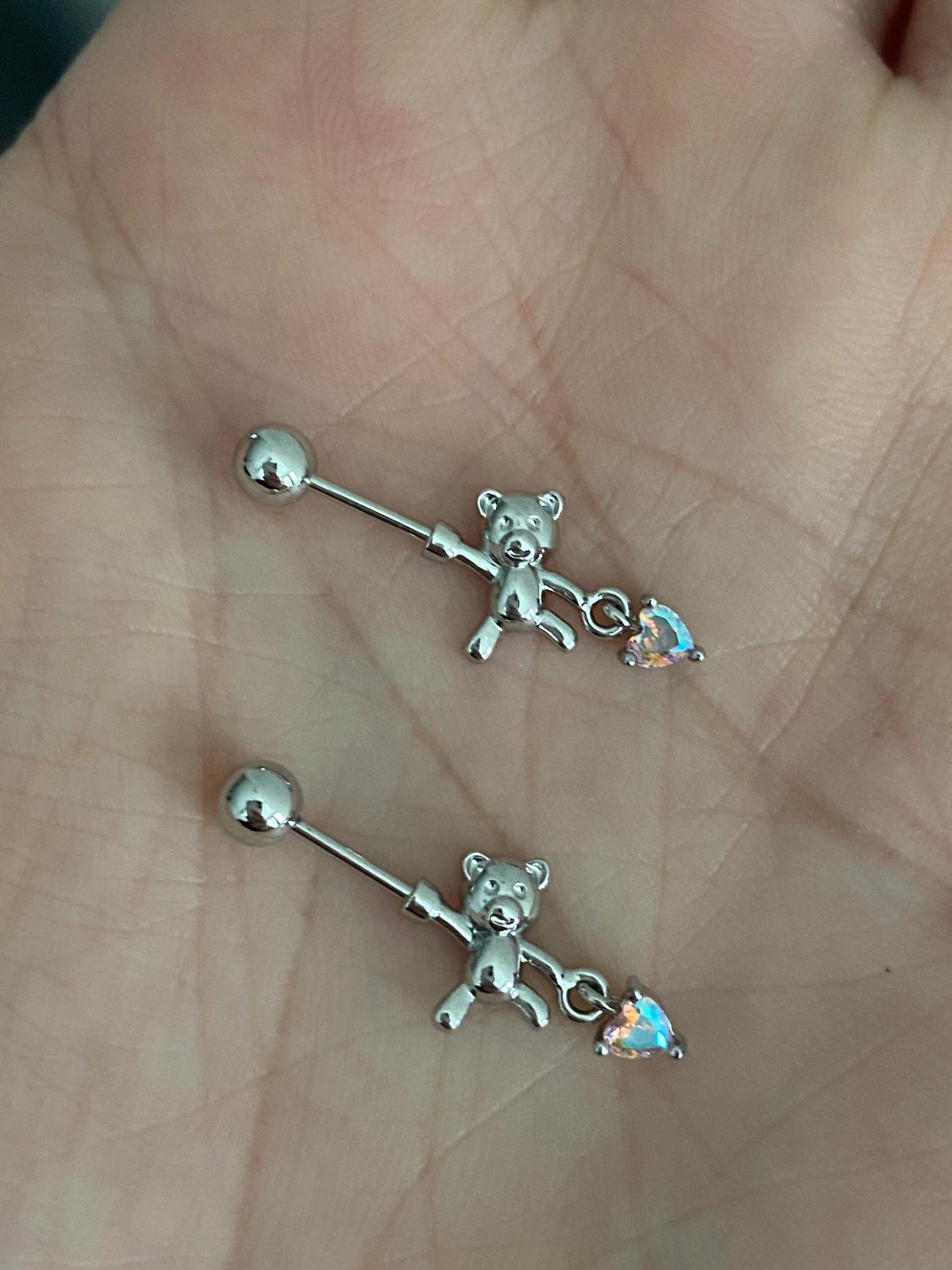 Charmie Bear Vertical Helix Earrings