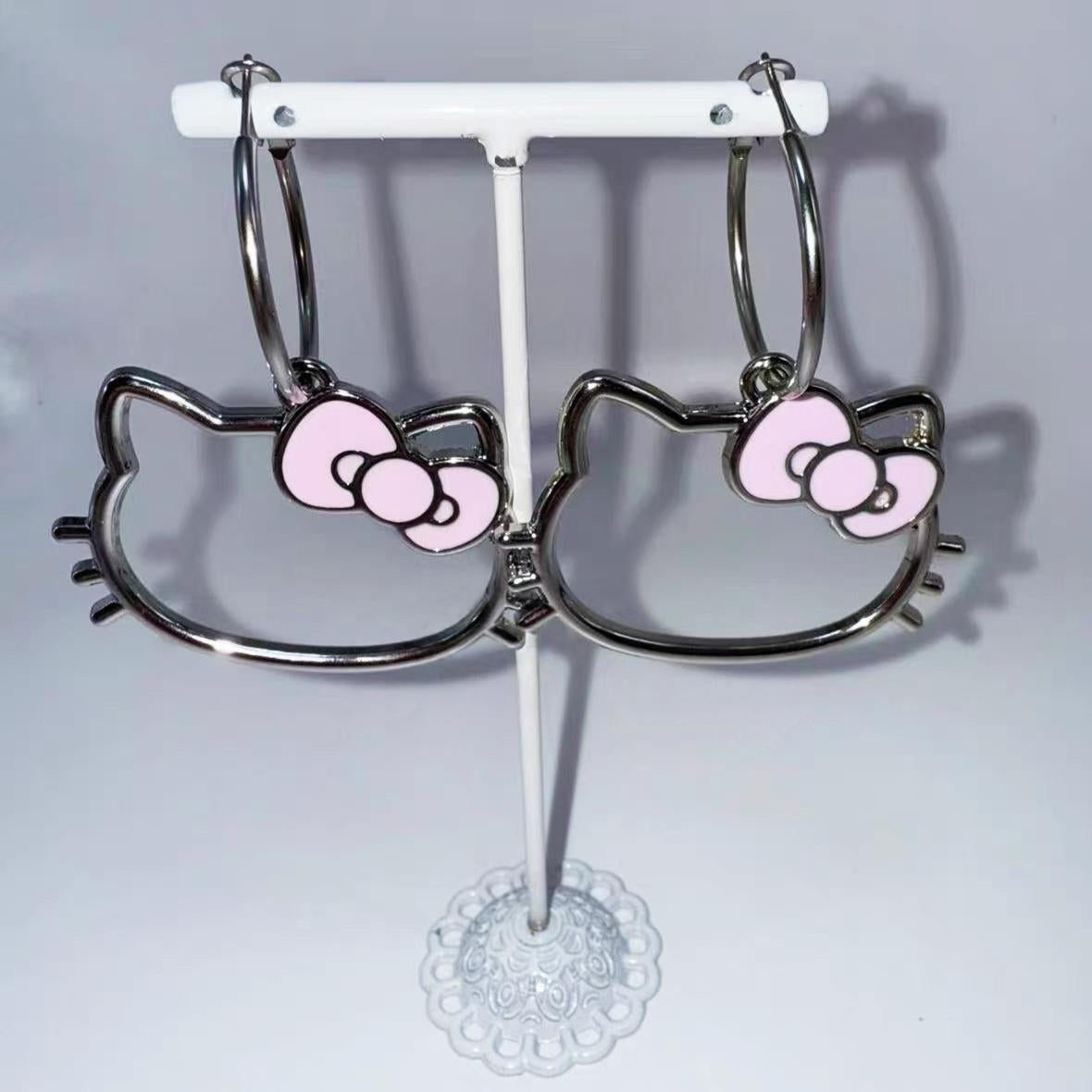 Kitty Charm Hoop Earrings