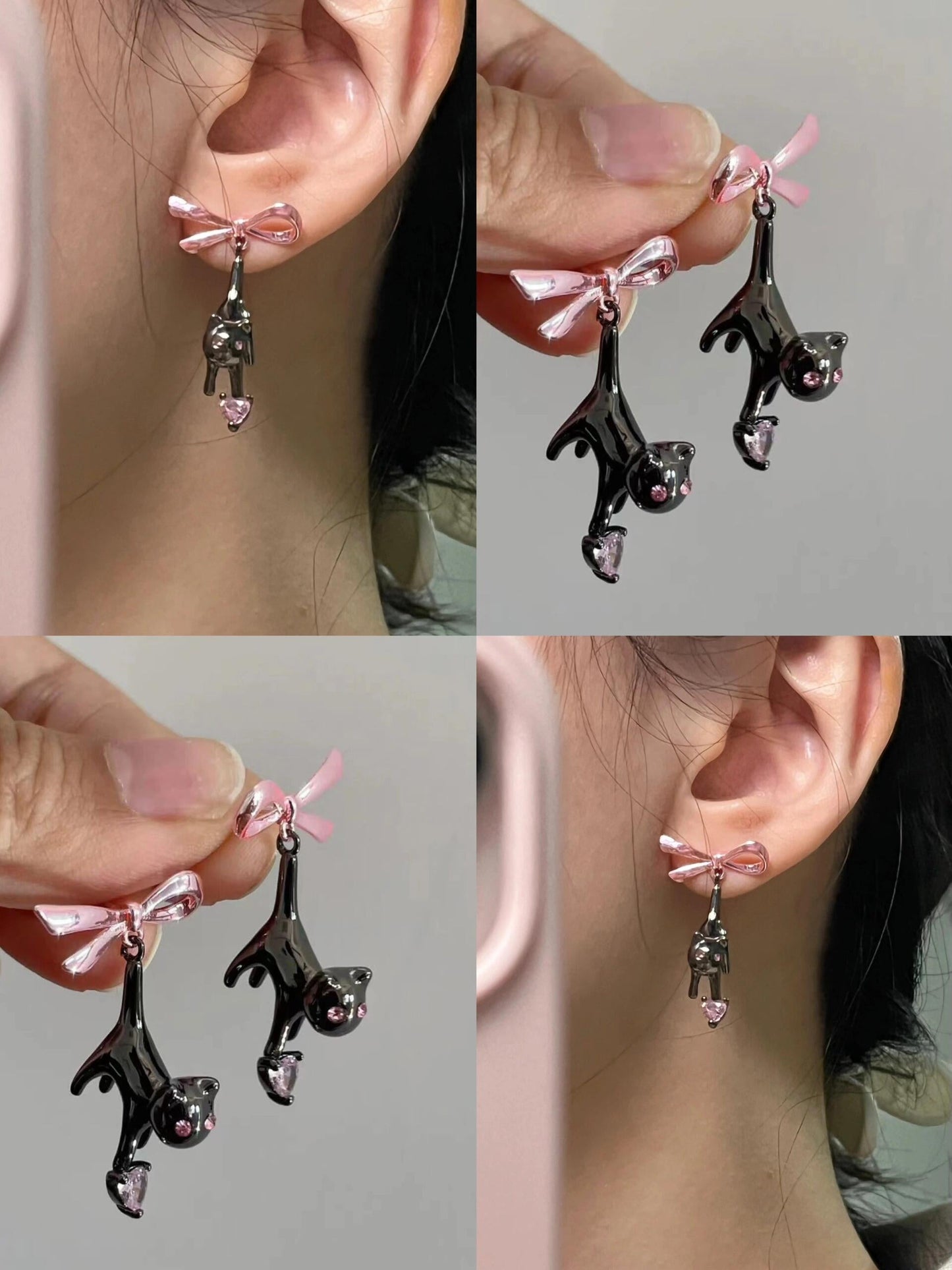 Pink Blink Cat Earrings