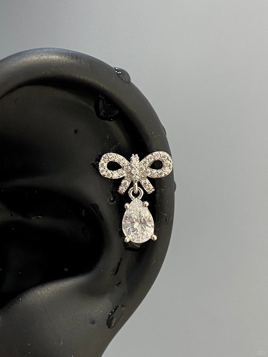 Bow Drop Helix Earrings