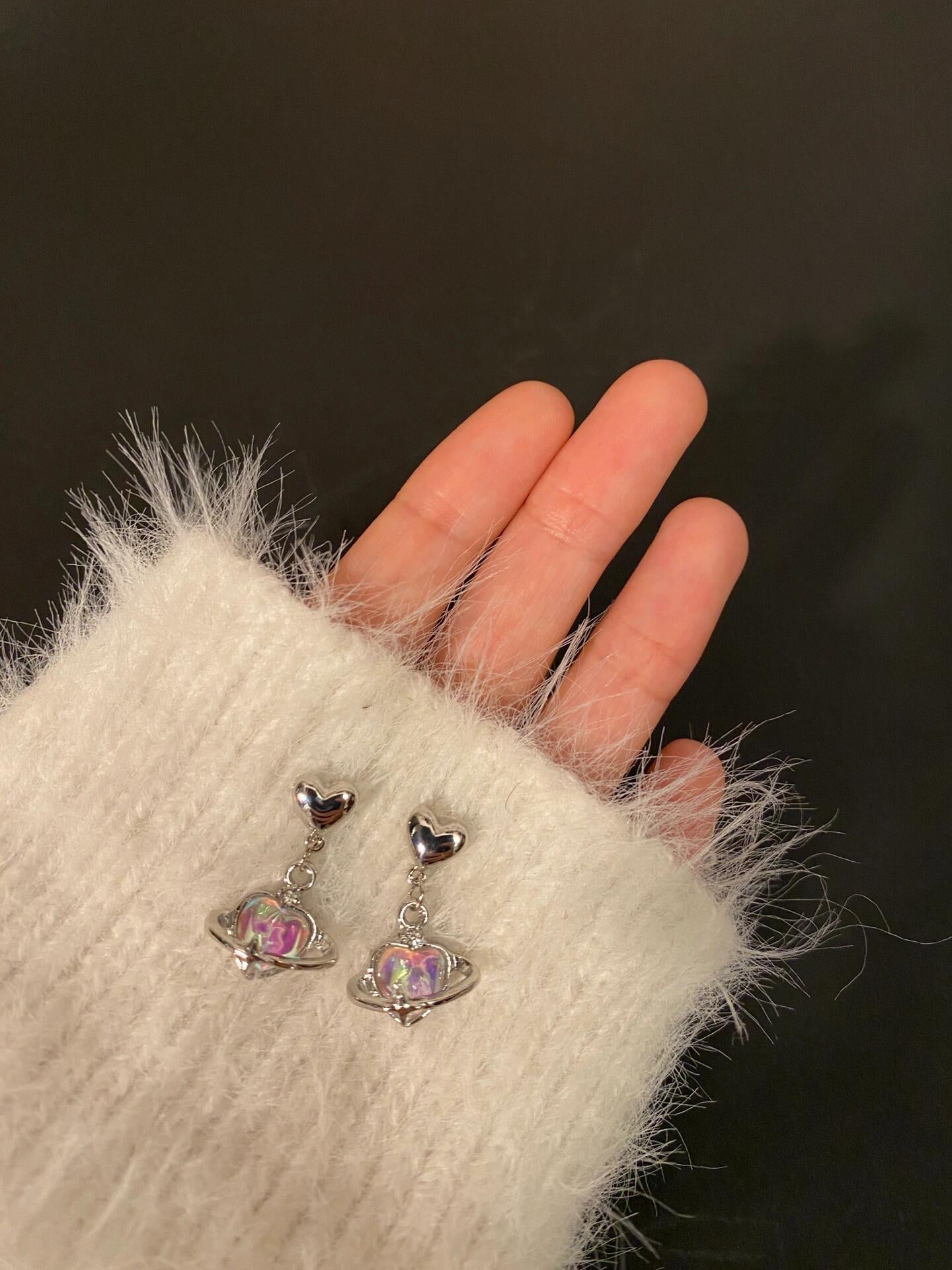 Interstellar Heart Helix Earrings