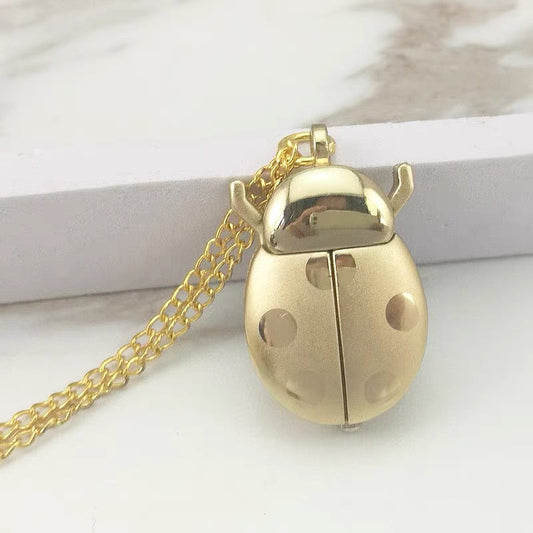 The Secret Wing Ladybug Clock Necklace