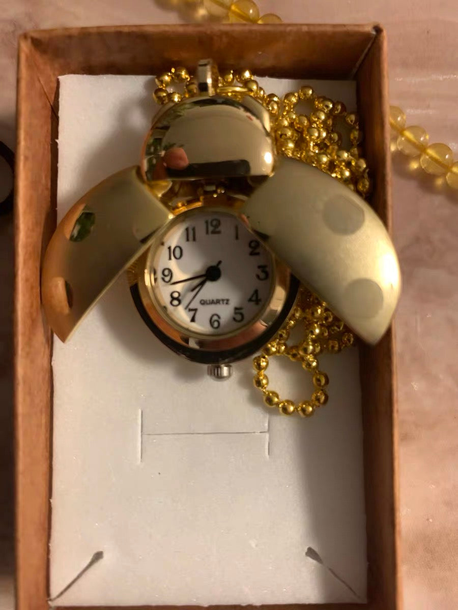 The Secret Wing Ladybug Clock Necklace