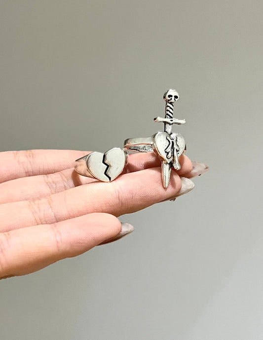 Silver Broken Heart Ring