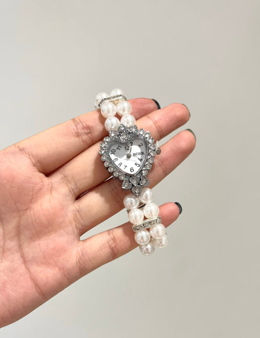 Silver Heart Watch Bracelet