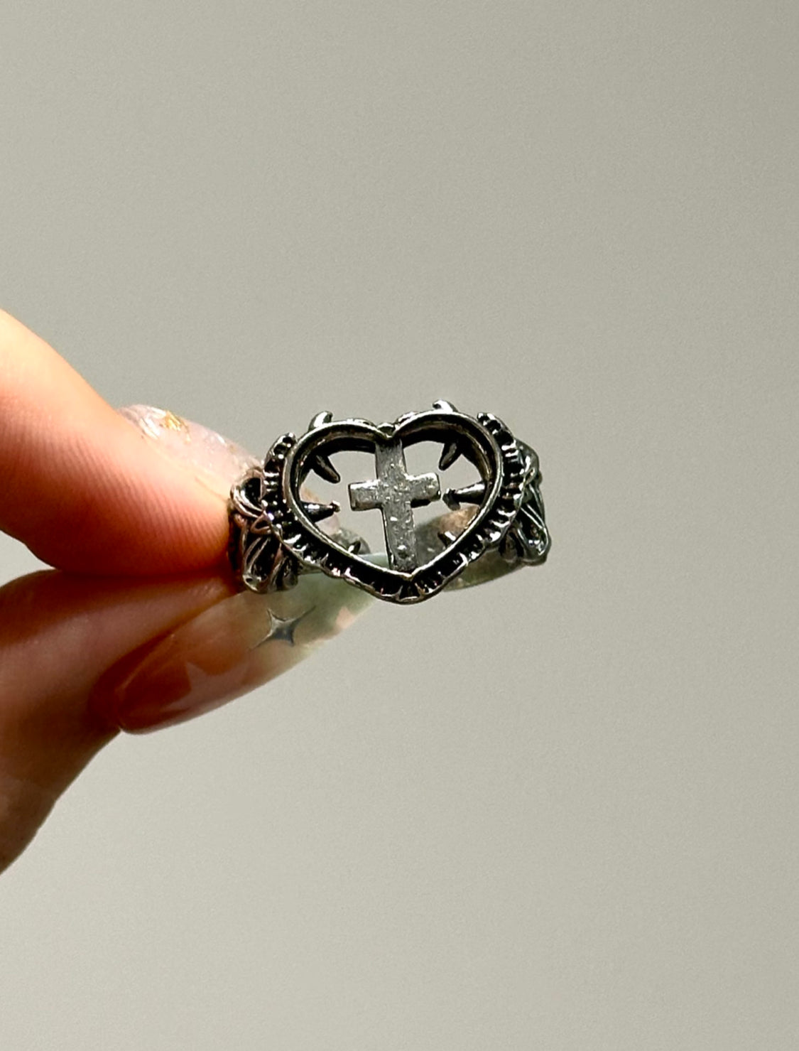 Gothic Cross-Heart Ring