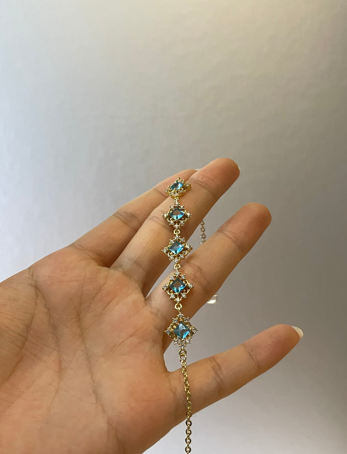 Aquamarine-Colored Stones Bracelet