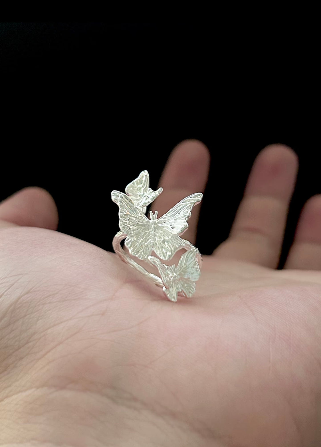 Silver Trio Butterfly Ring