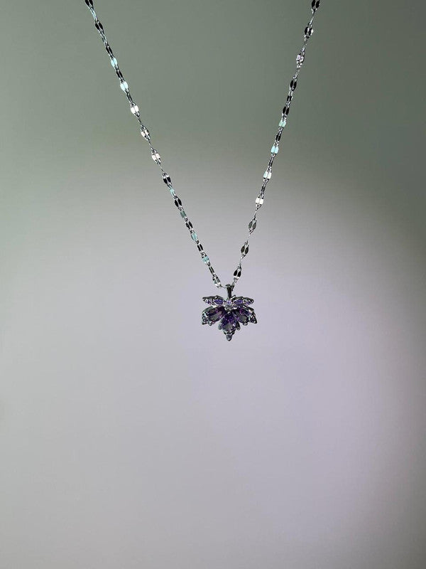 Silver Amethyst Maple Leaf Necklace