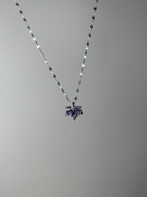 Silver Amethyst Maple Leaf Necklace