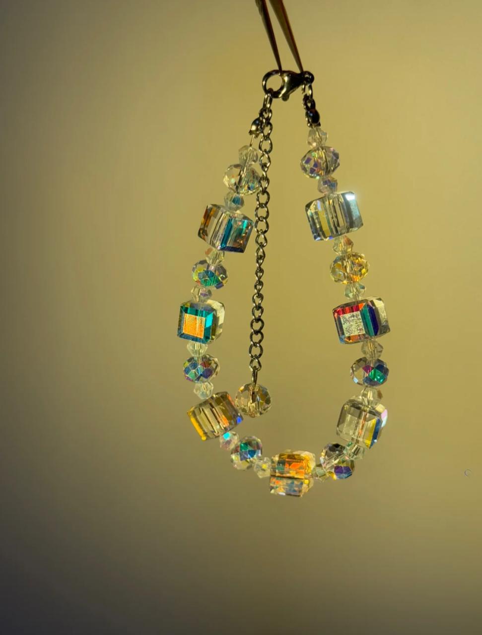 Iridescent Crystal Cube Bracelet