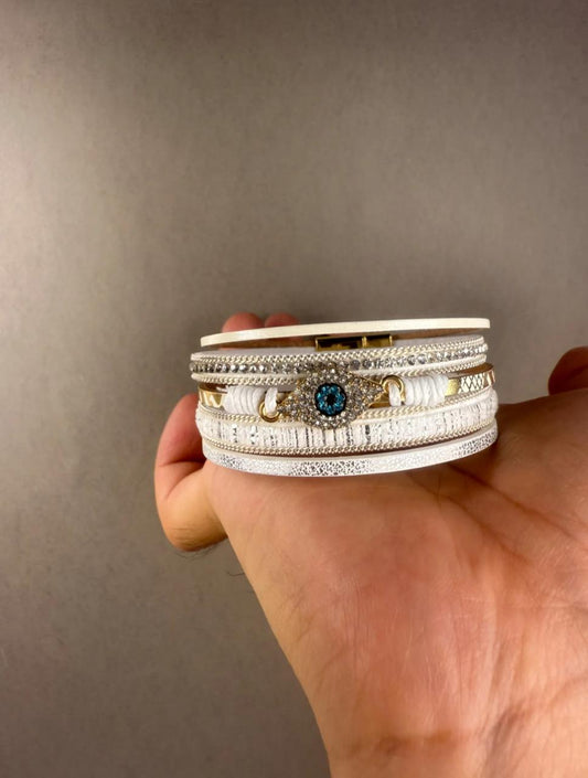 White Layered Evil Eye Bracelet