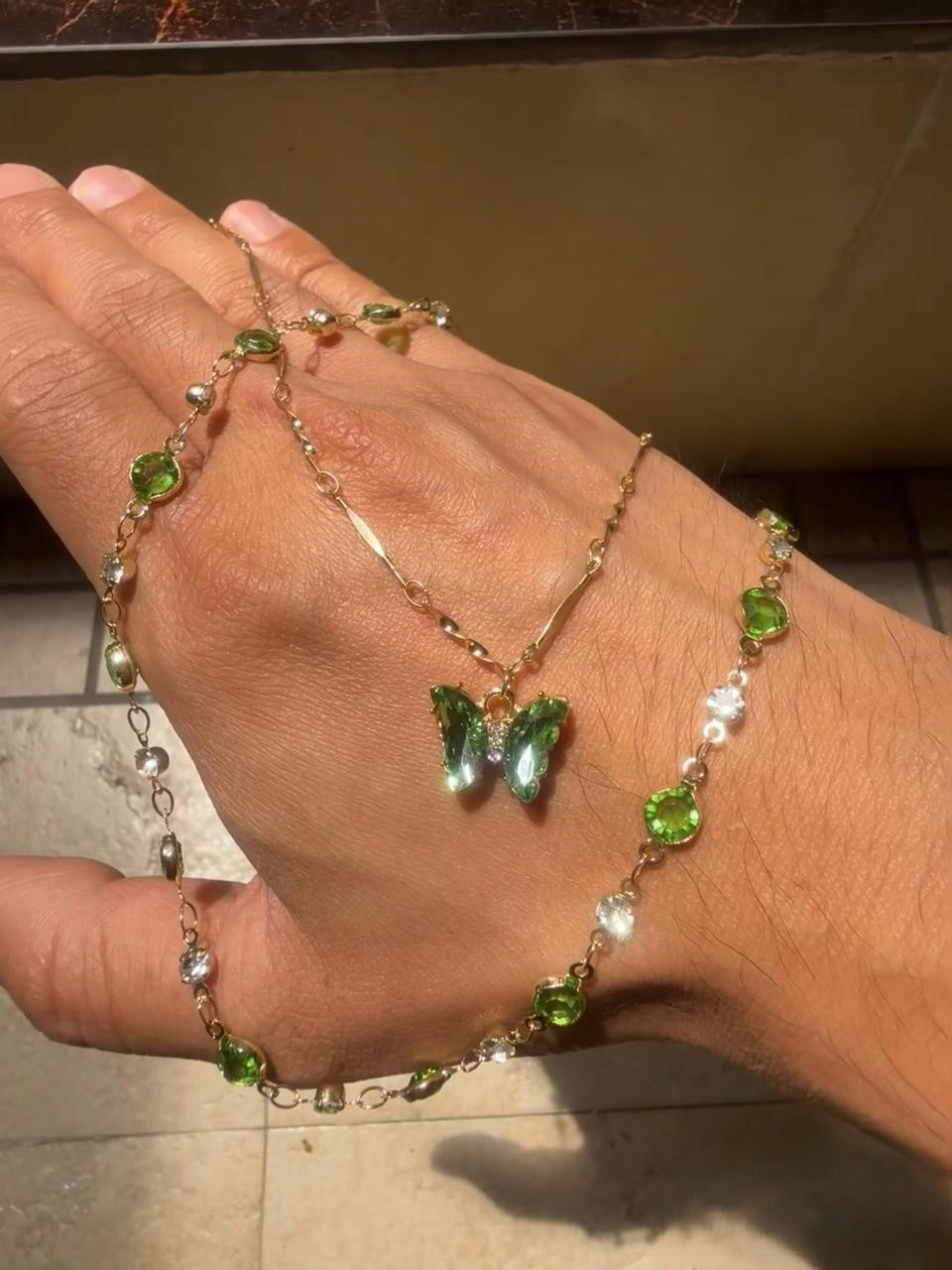 Emerald Flutter Layering Necklace