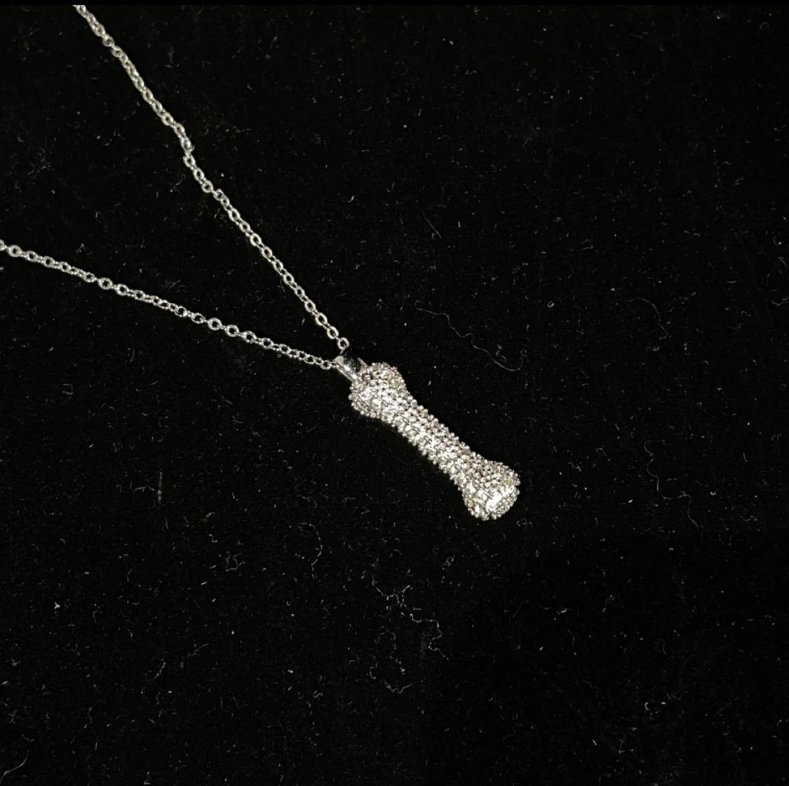Crystal Pavé Bone Pendant Necklace