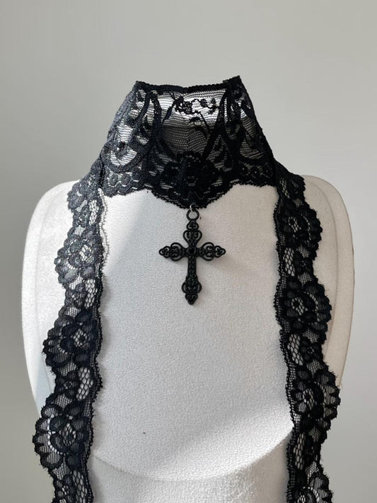 Gothic Lace Cross Choker