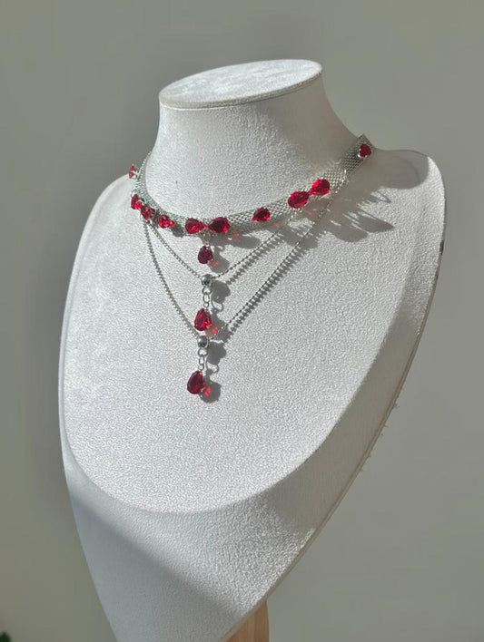Scarlet Teardrop Mesh Choker