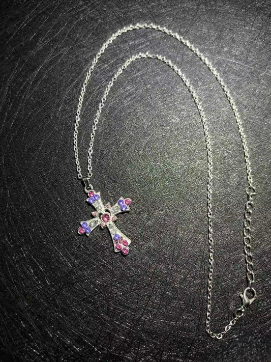 Pink & Purple Pavé Cross