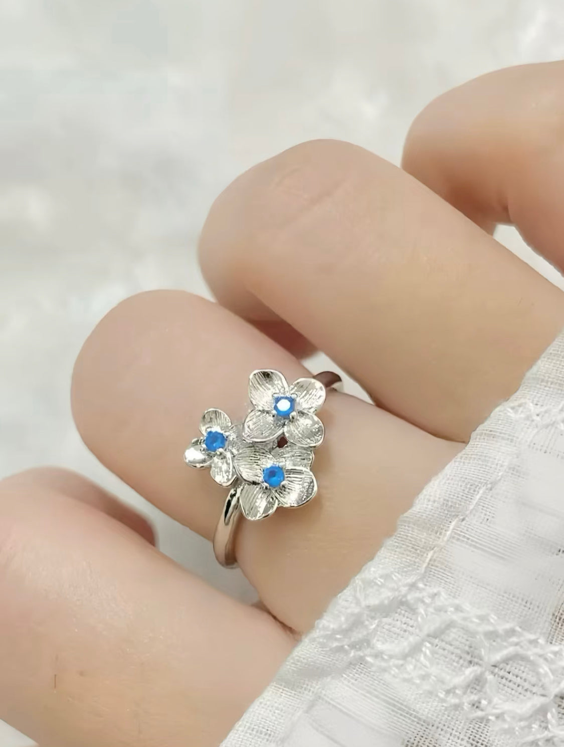 Dainty Floral Cluster Adjustable Ring