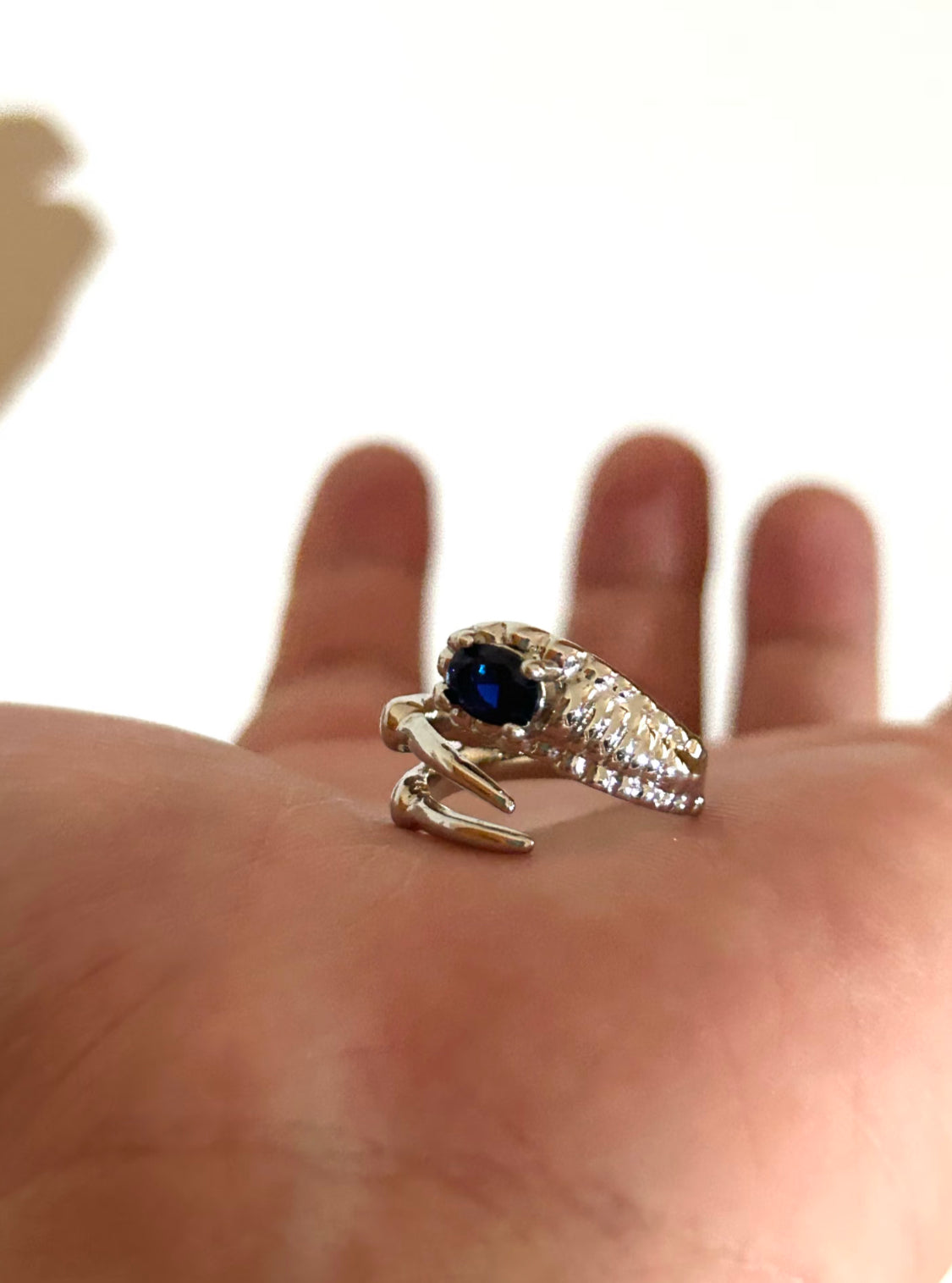 Gothic Dragon Claw Blue Sapphire Ring